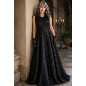 Black Gothic Maxi Gown ~ Vintage-Inspired Formal / Prom Dress ~ Women's Medium